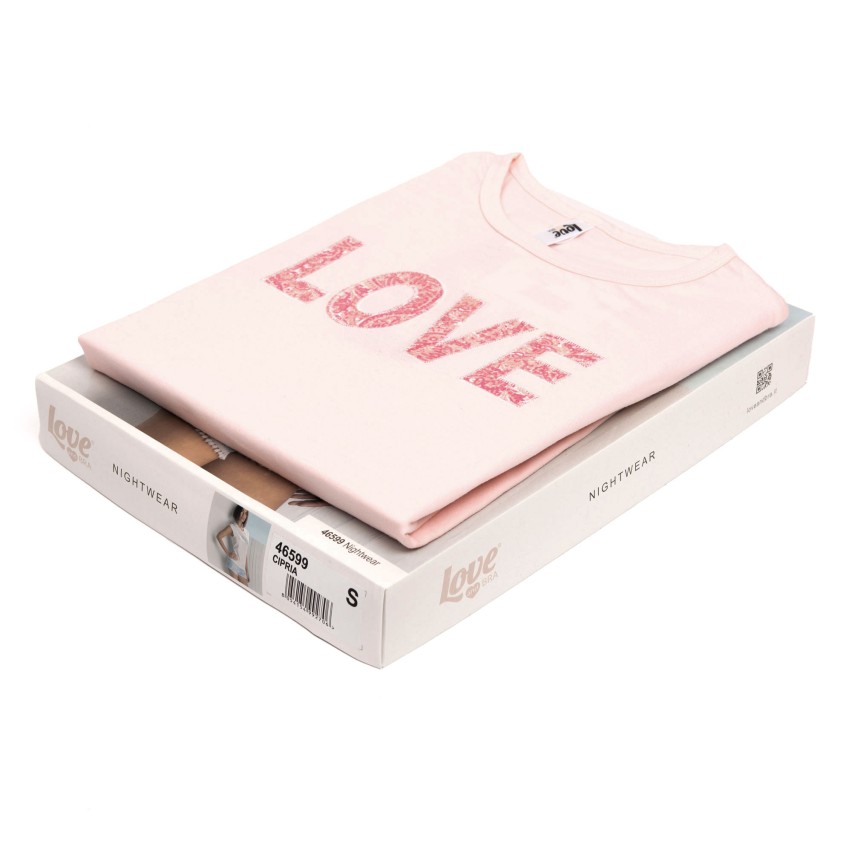 Pigiama donna estivo Love and bra 46599 pon pon rosa cipria