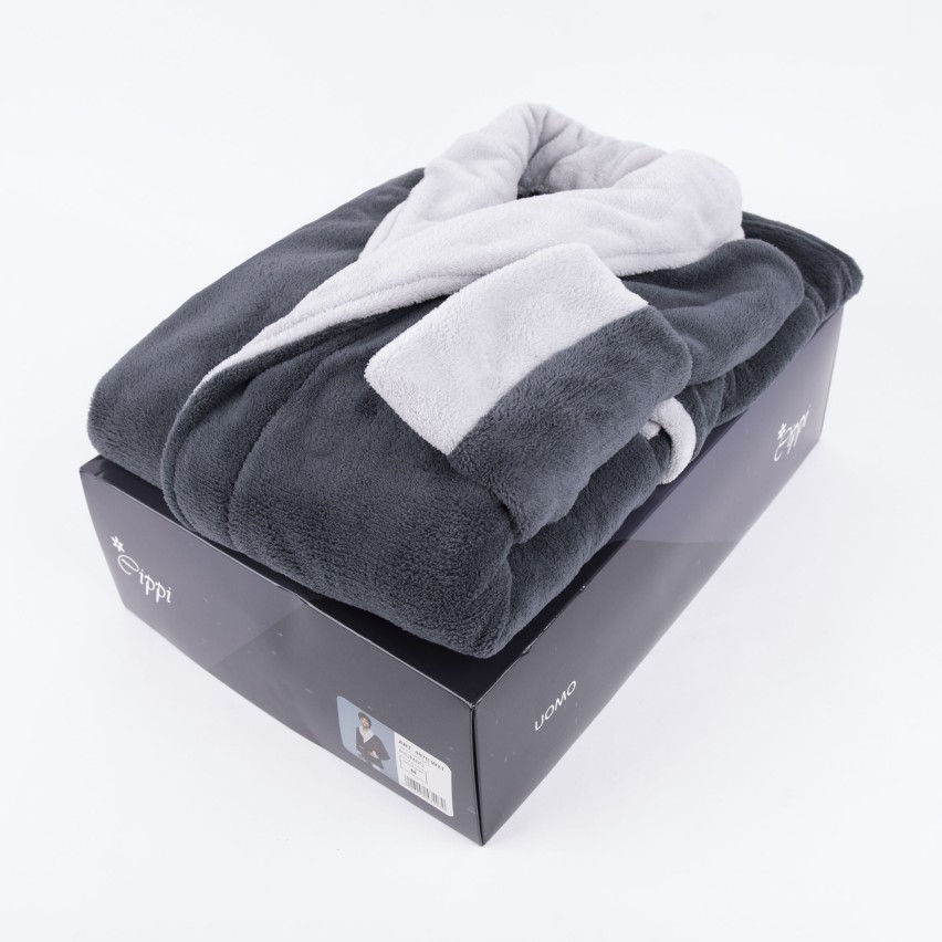 Vestaglia uomo invernale Cippi 4870 caldissimo pile coral grigio piombo