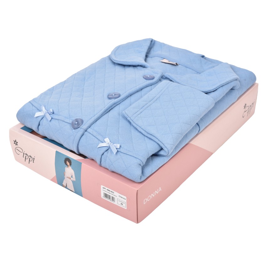 Vestaglia donna trapuntata lunga Cippi 4969 celeste ortensia