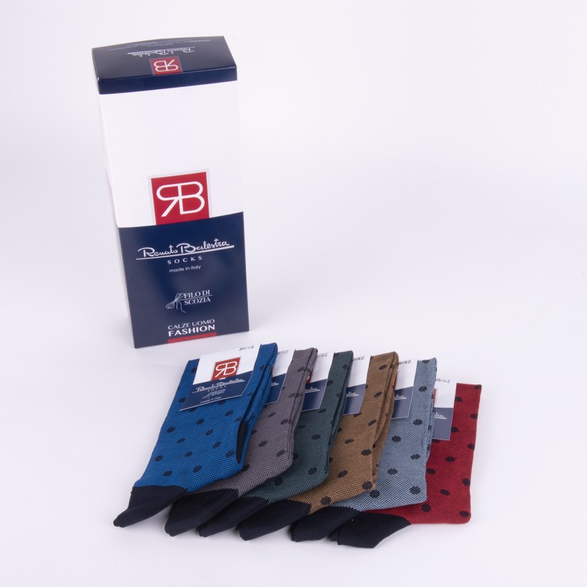 Calze lunghe uomo Renato Balestra 4CD85 cotone pois 6 paia