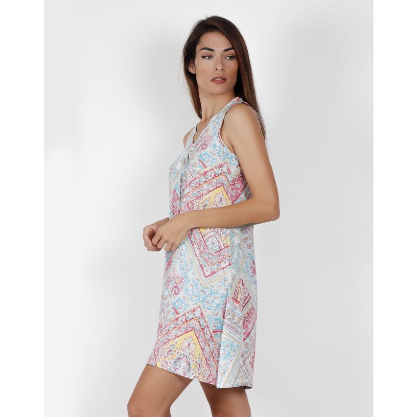 Camicia da notte donna Adms 51476 a fantasia viscosa