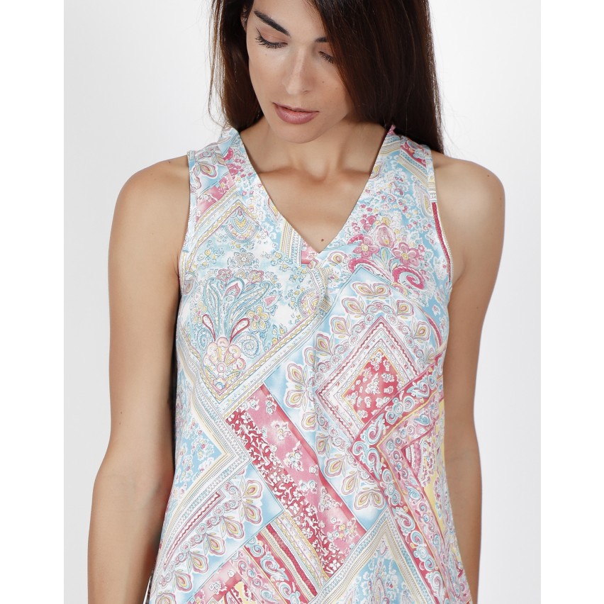 Camicia da notte donna Adms 51476 a fantasia viscosa