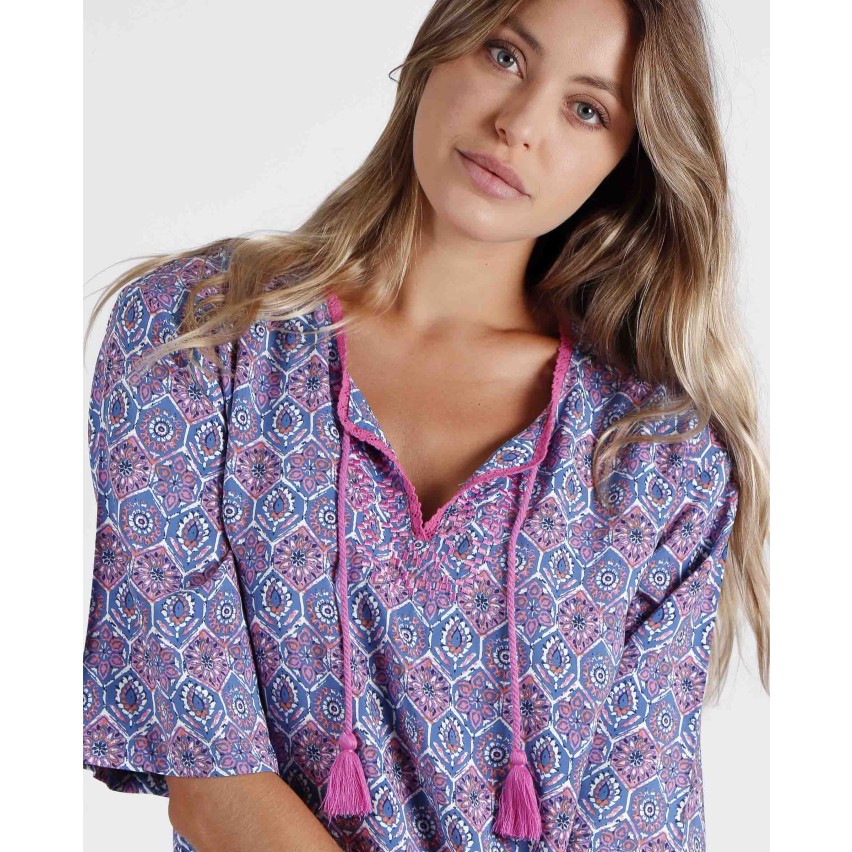 Camicia da notte vestitino donna estivo Admas 51565 azzurro