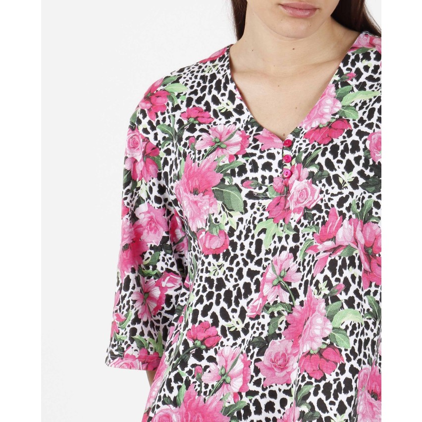 Camicia da notte vestitino donna estivo Admas 51585 leopardato fucsia