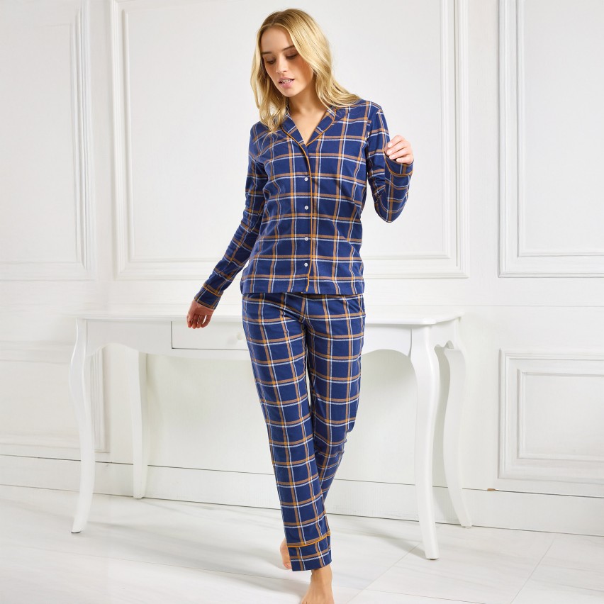 Pigiama donna a quadri in caldo cotone Jadea 5191