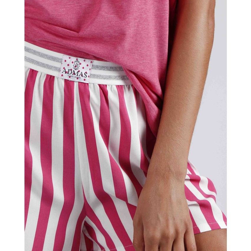 Pigiama donna estivo Admas 54193 cotone viscosa rigato fucsia