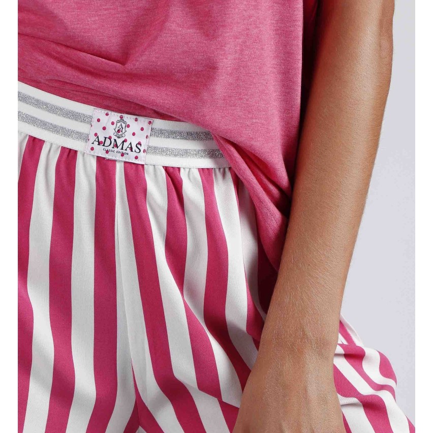 Pigiama donna estivo Admas 54195 cotone viscosa rigato fucsia