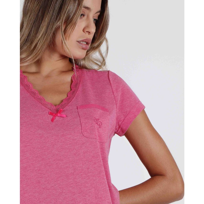 Pigiama donna estivo Admas 54195 cotone viscosa rigato fucsia