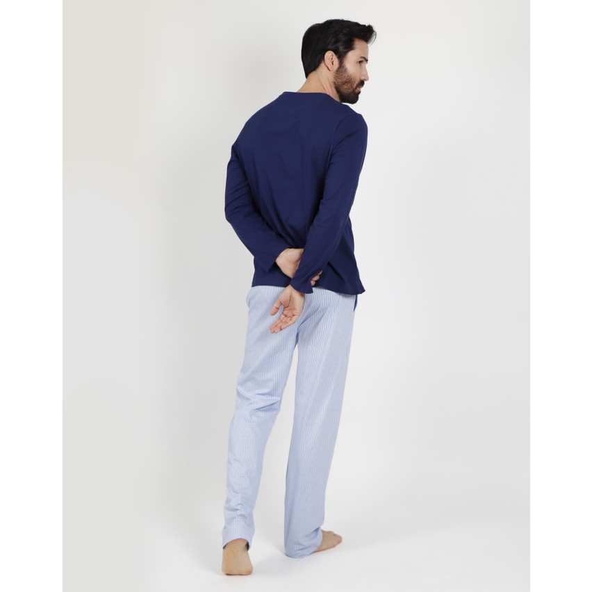Pigiama uomo lungo Admas 54280 blu cotone