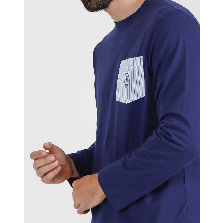 Pigiama uomo lungo Admas 54280 blu cotone