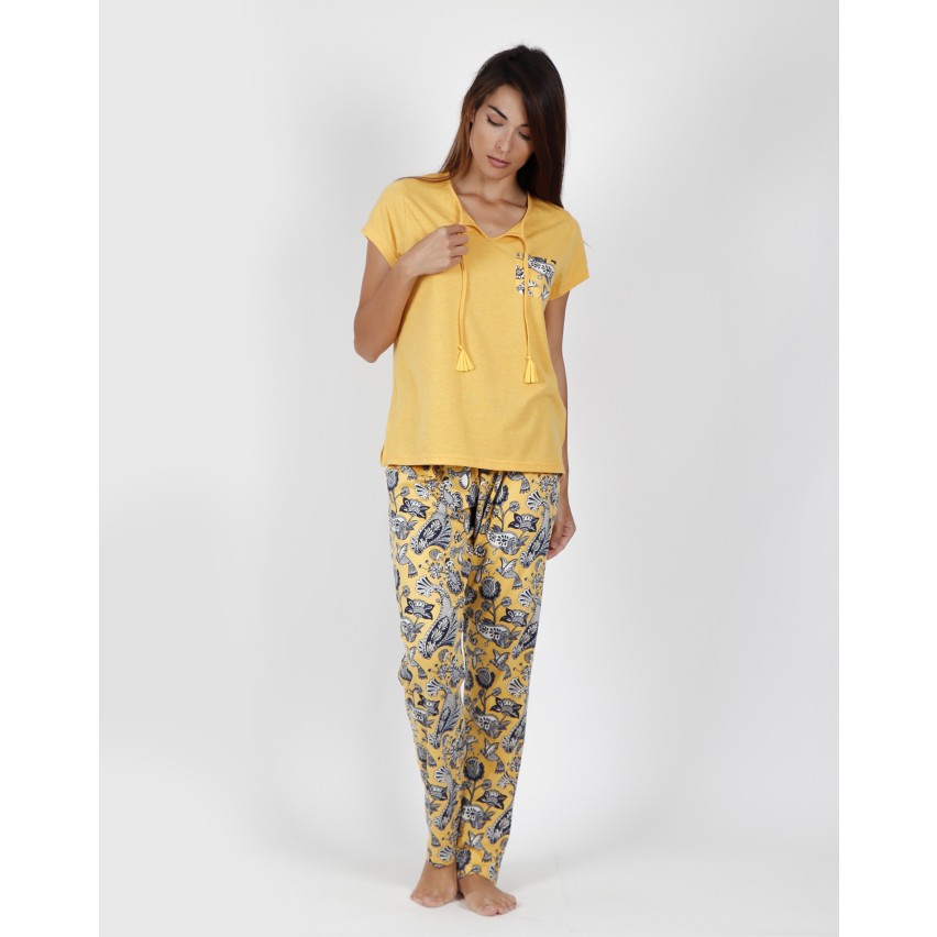 Pigiama donna Admas 55115 fantasia giallo
