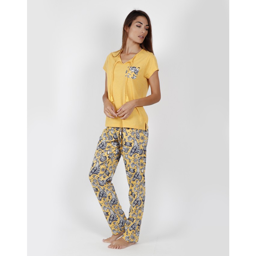 Pigiama donna Admas 55115 fantasia giallo