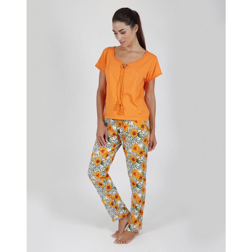 Pigiama donna Admas 55136 lungo arancione