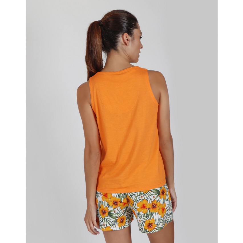 Pigiama donna corto Admas 55137 stampato arancione
