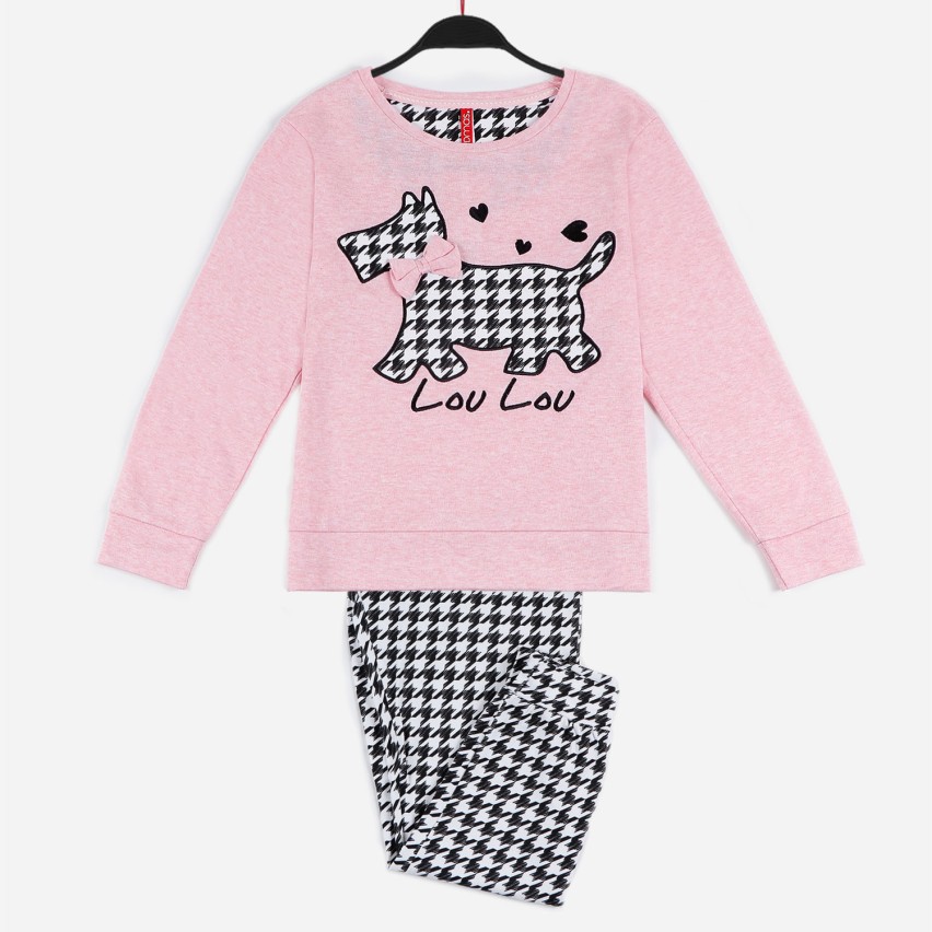 Pigiama Admas 55212 bambina rosa caldo cotone interlock