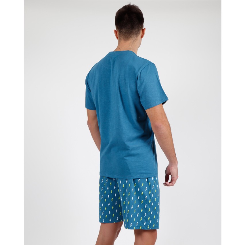 Pigiama uomo corto Admas 55274 azzurro cotone