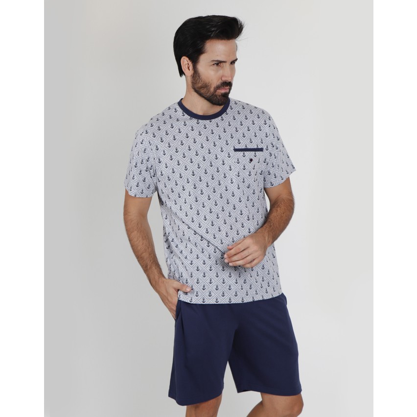 Pigiama uomo corto Admas 55278 stampato ancore