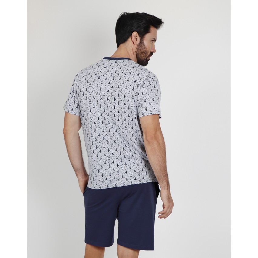 Pigiama uomo corto Admas 55278 stampato ancore