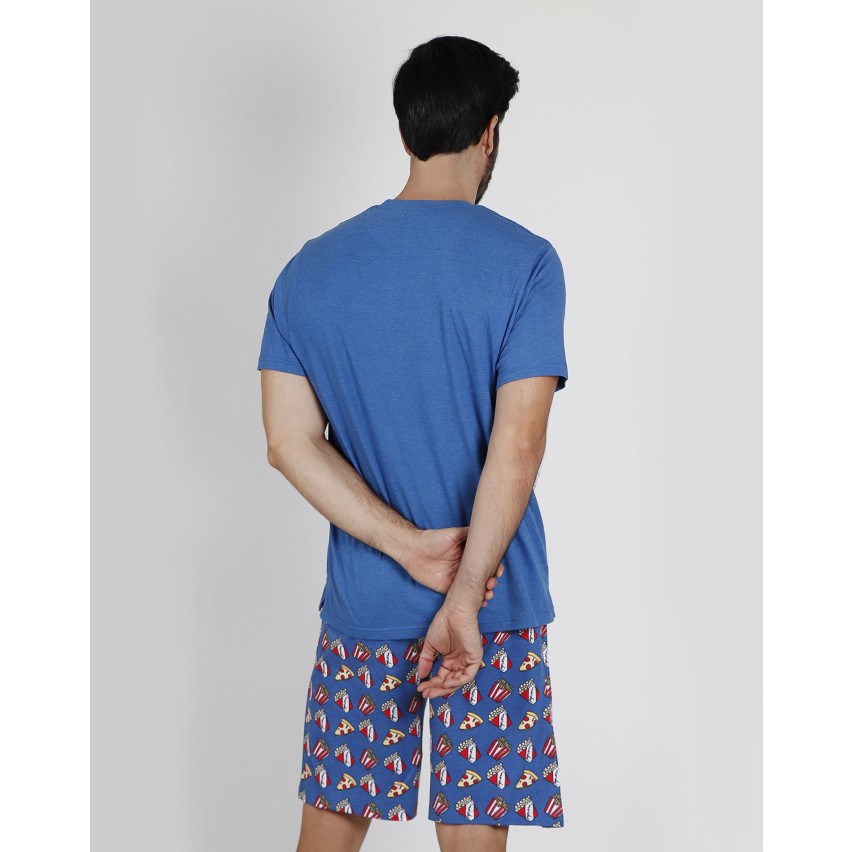 Pigiama uomo Admas 55281 corto stampato azzurro