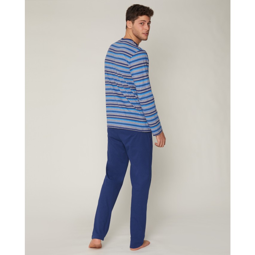 Pigiama uomo lungo Admas 55293 fasciato cotone