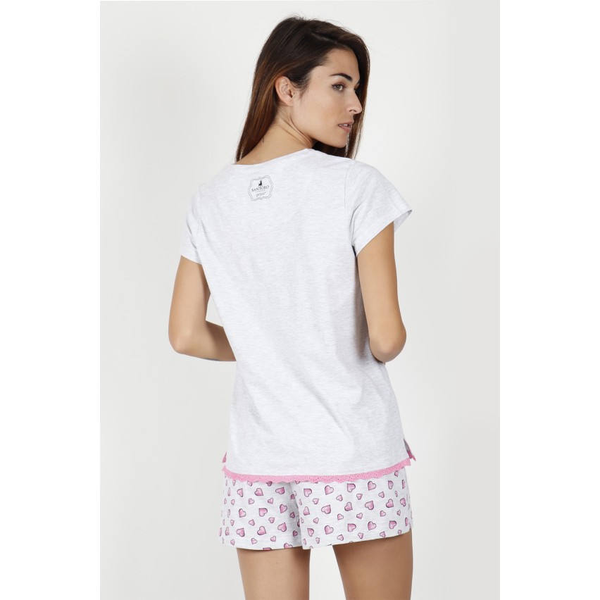 Pigiama donna corto Santoro Gorjuss 55501 mezza manica cuoricini