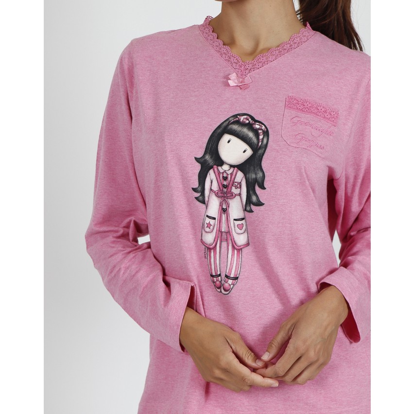 Pigiama donna lungo Santoro Gorjuss 55505 rosa