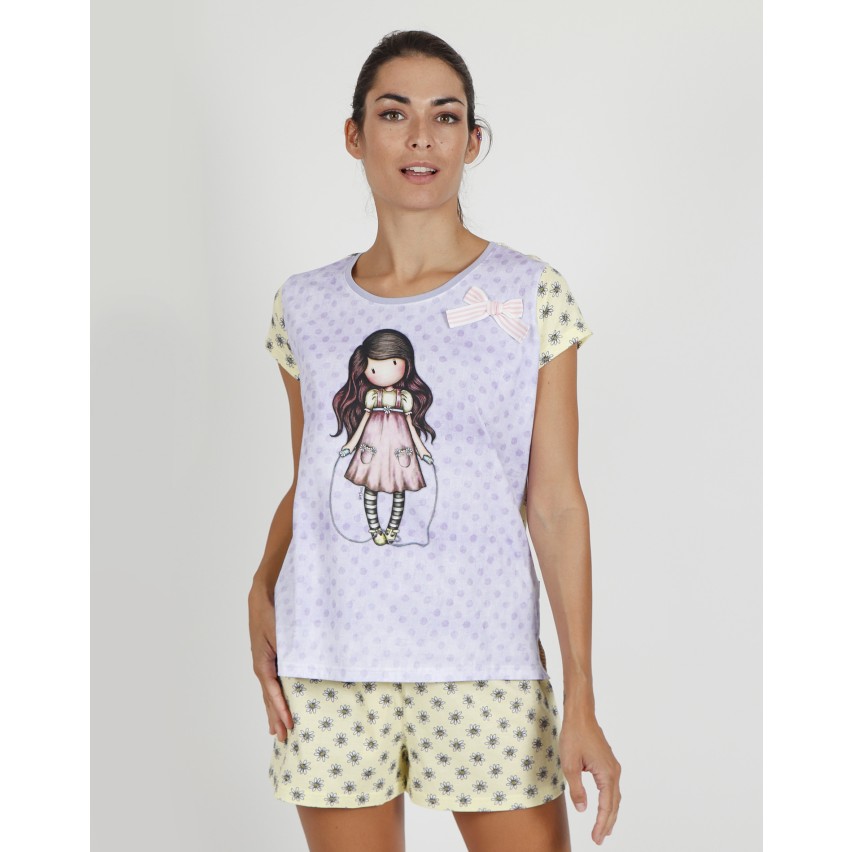 Pigiama donna corto Santoro Gorjuss 55514 malva