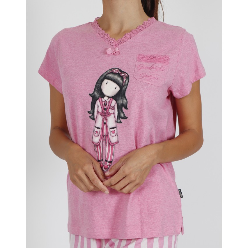 Pigiama donna corto Santoro Gorjuss 55523 rosa