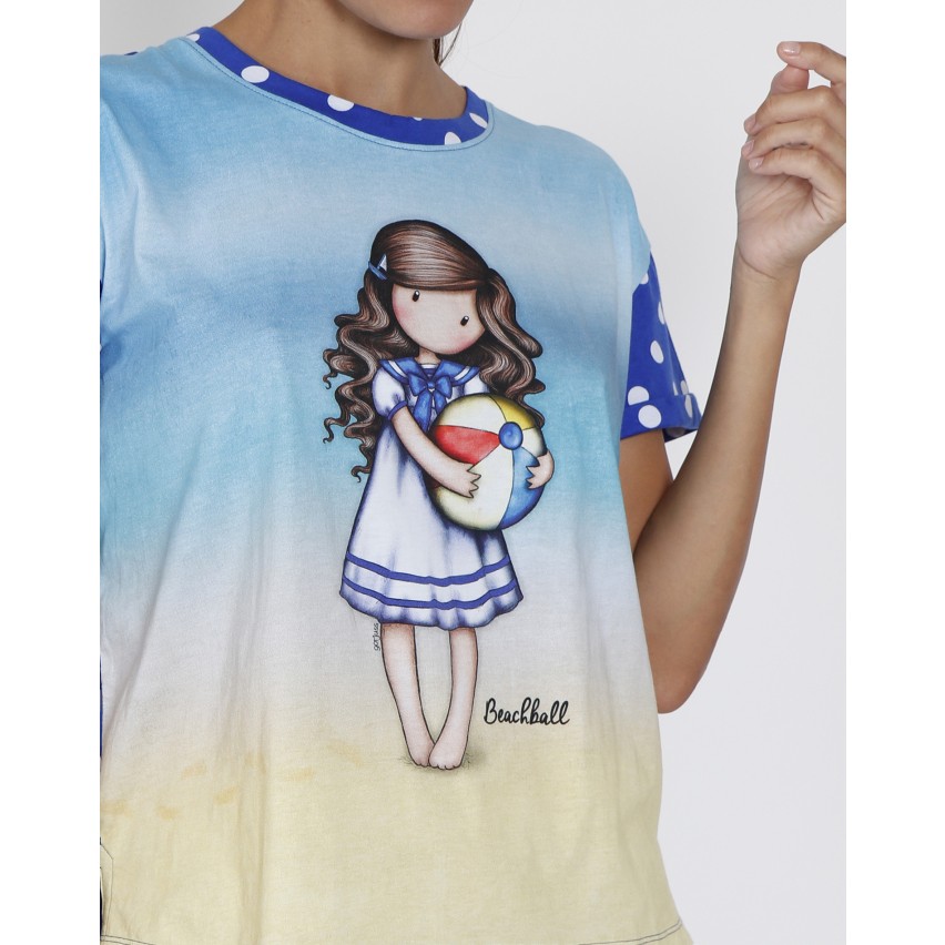 Pigiama donna corto Santoro Gorjuss 55524 azzurro
