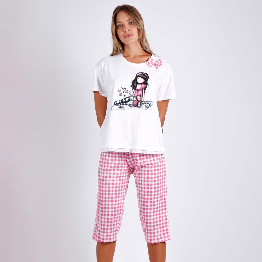 Pigiama donna estivo Santoro Gorjuss 55604 cotone rosa
