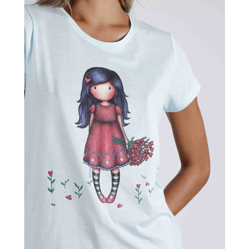 Pigiama donna corto estivo Santoro Gorjuss 55608 acquamarina