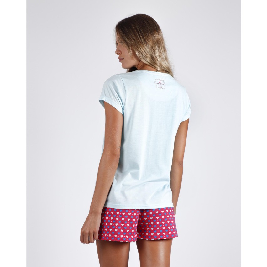 Pigiama donna corto estivo Santoro Gorjuss 55608 acquamarina