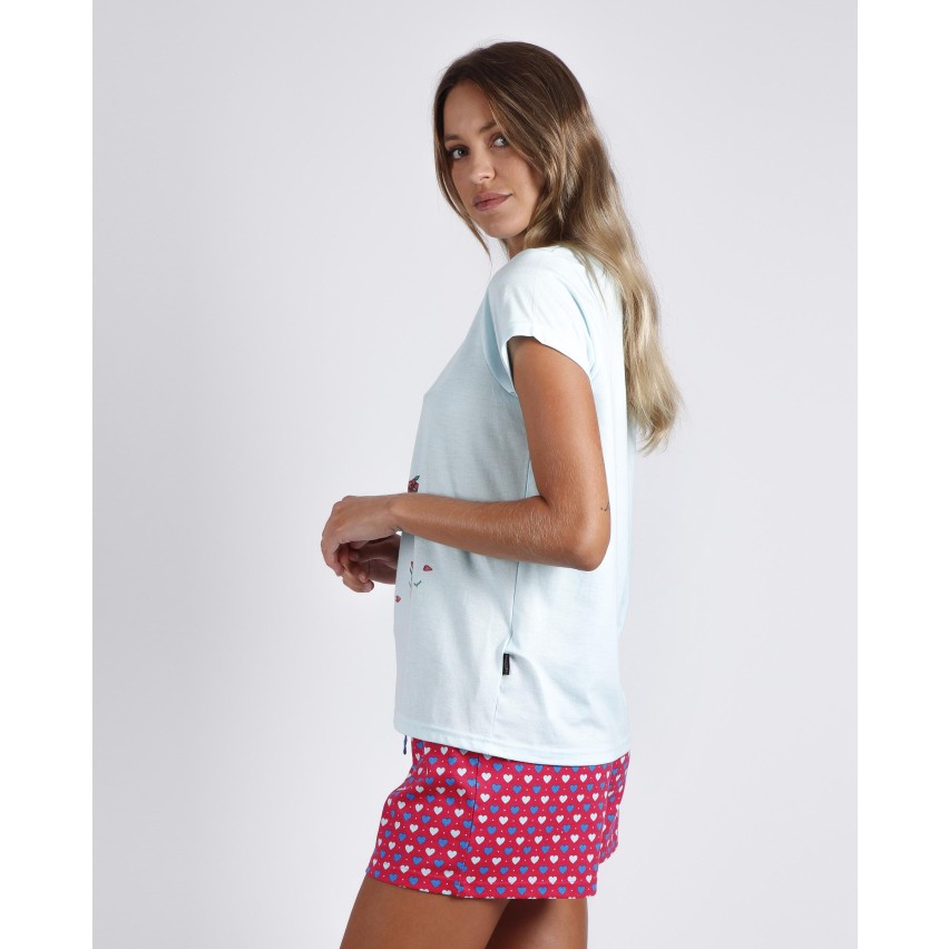 Pigiama donna corto estivo Santoro Gorjuss 55608 acquamarina
