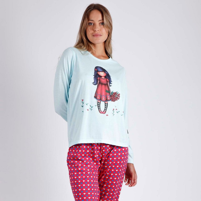 Pigiama donna cotone leggero Santoro Gorjuss 55614 cuori