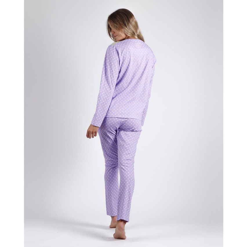 Pigiama donna Santoro Gorjuss 55619 in cotone lilla pois