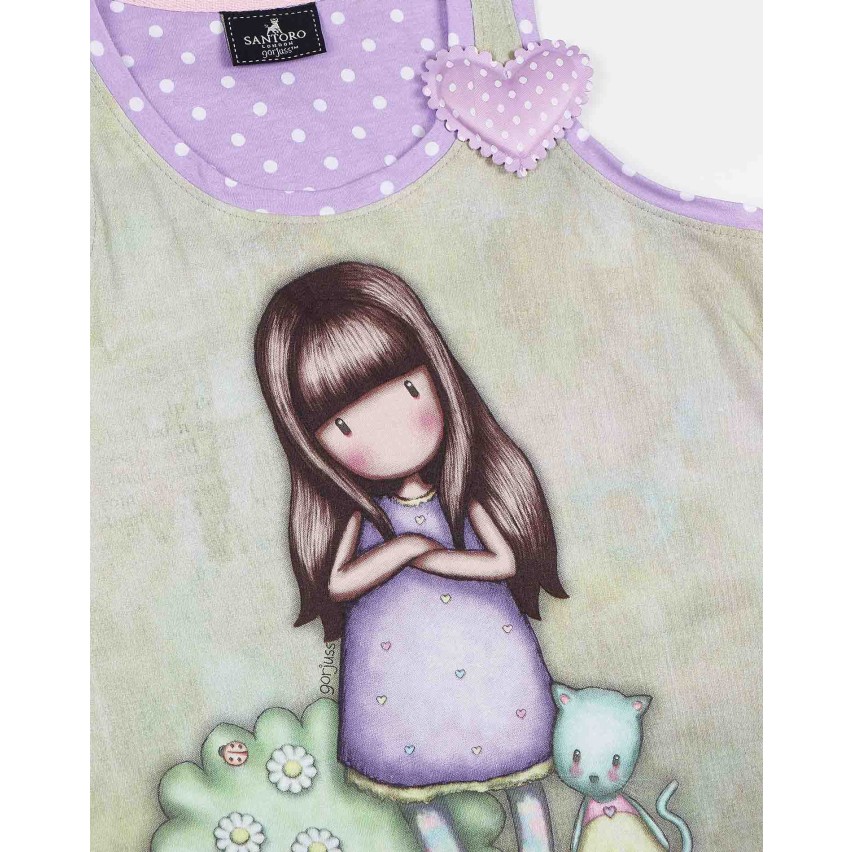 Pigiama bambina corto Santoro Gorjuss 55622 viola pois