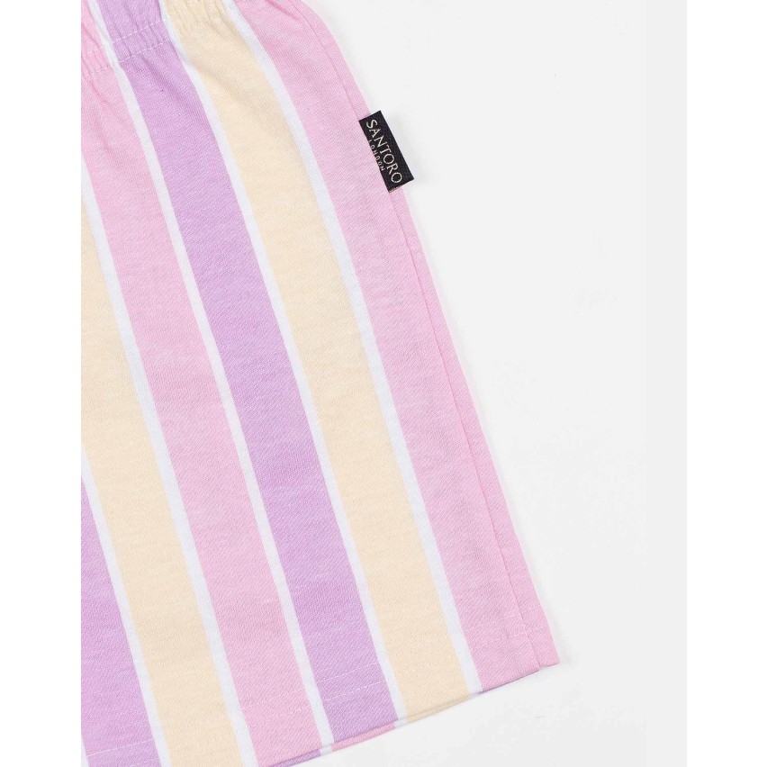 Pigiama bambina estivo corto Santoro Gorjuss 55627 cotone rigato bianco