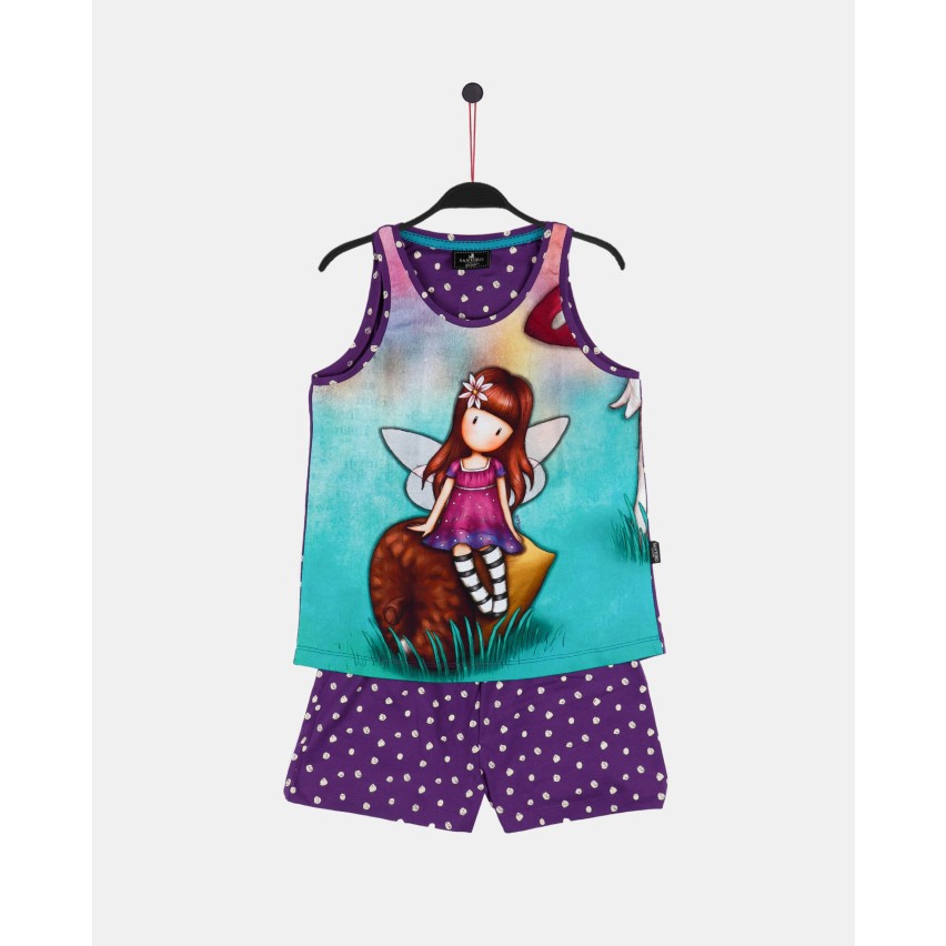 Pigiama bambina corto spalla larga Santoro Gorjuss 55628 viola