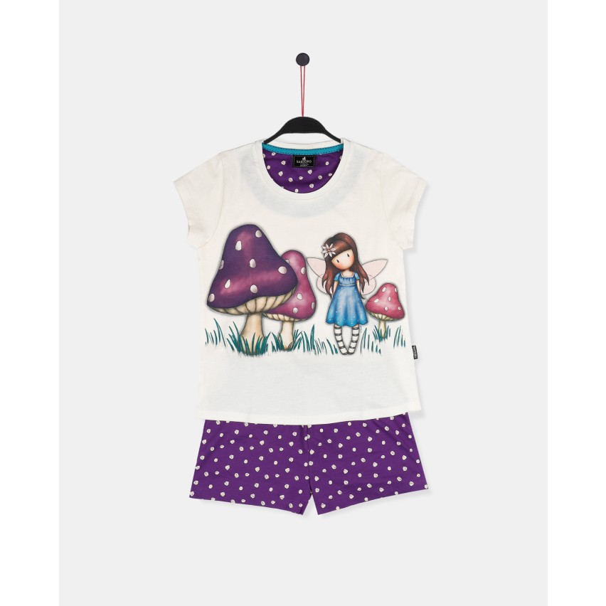 Pigiama bambina estivo Santoro Gorjuss 55629 cotone viola