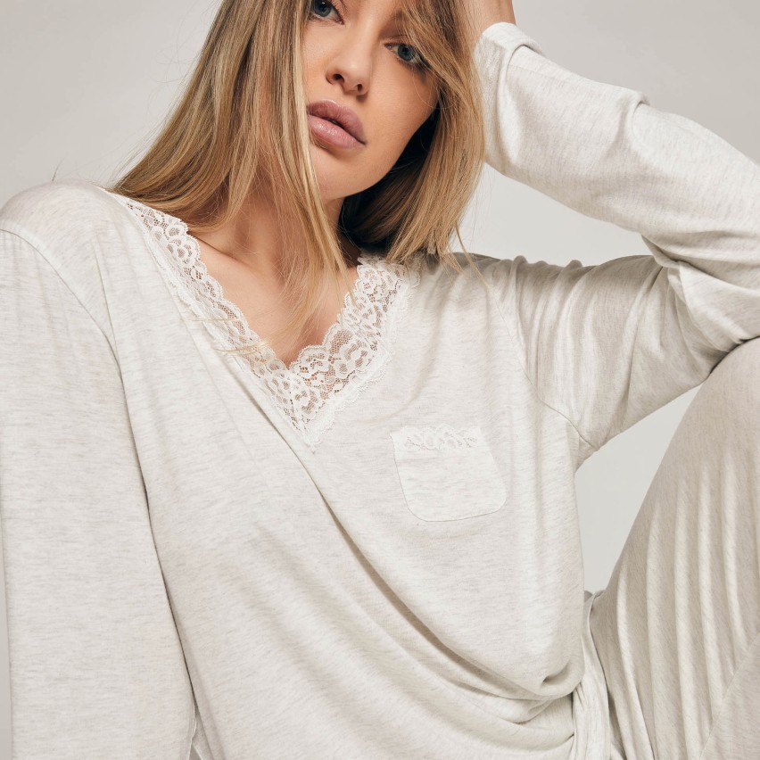 Pigiama donna grigio sfumato morbido modal Admas 55820