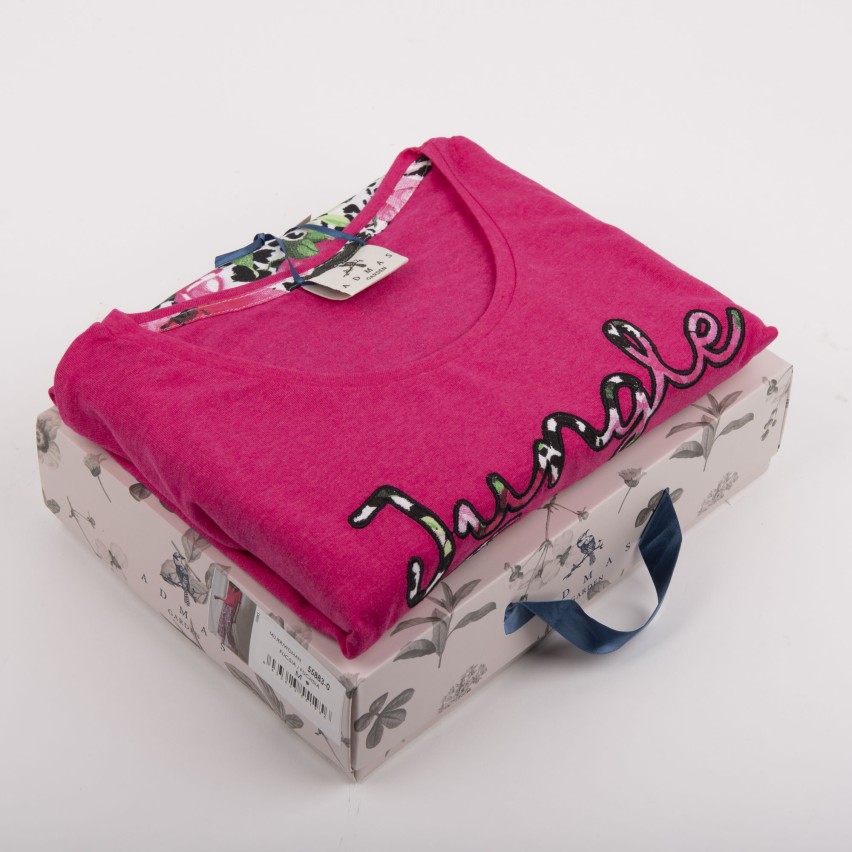 Pigiama donna estivo Admas 55883 cotone leopardato fucsia