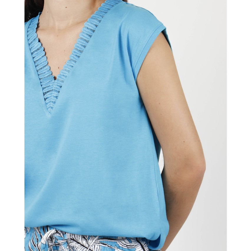 Pigiama donna estivo Admas 55893 cotone azzurro