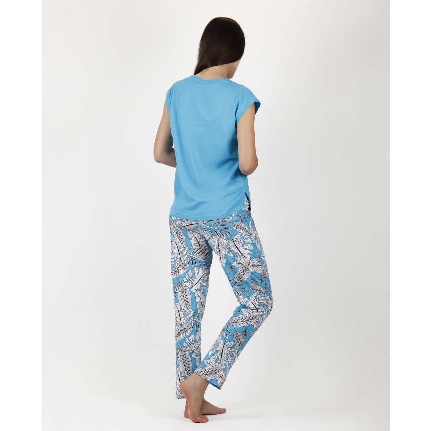 Pigiama donna estivo Admas 55893 cotone azzurro