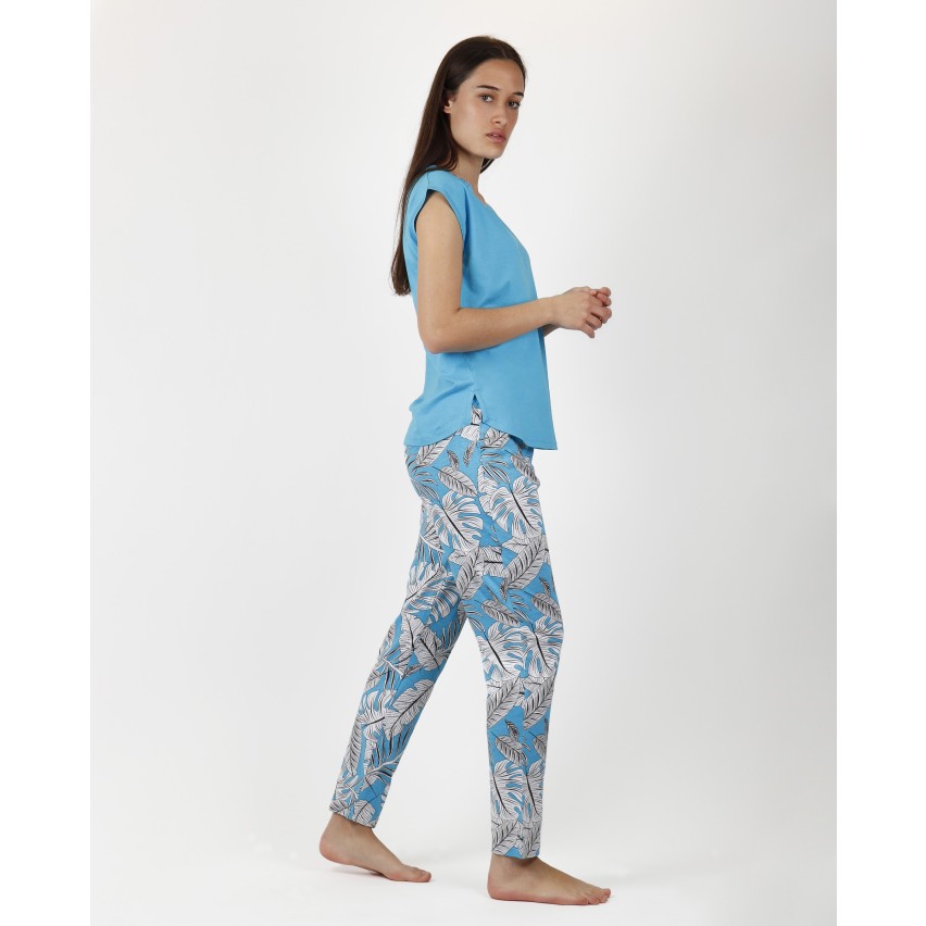 Pigiama donna estivo Admas 55893 cotone azzurro