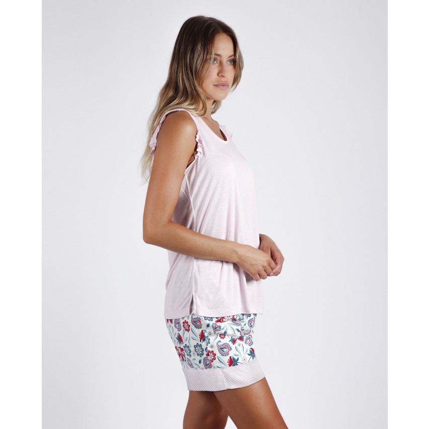 Pigiama donna canotta corto estivo Admas 55942 cotone rosa