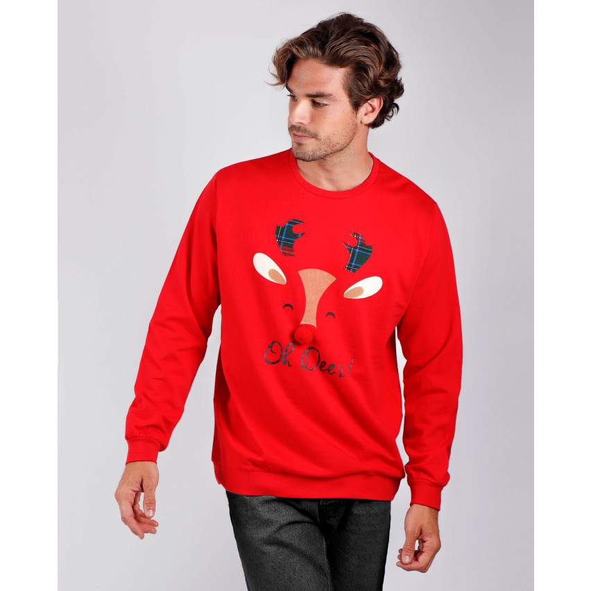Felpa uomo natalizia Admas 56113 caldo cotone felpato rossa