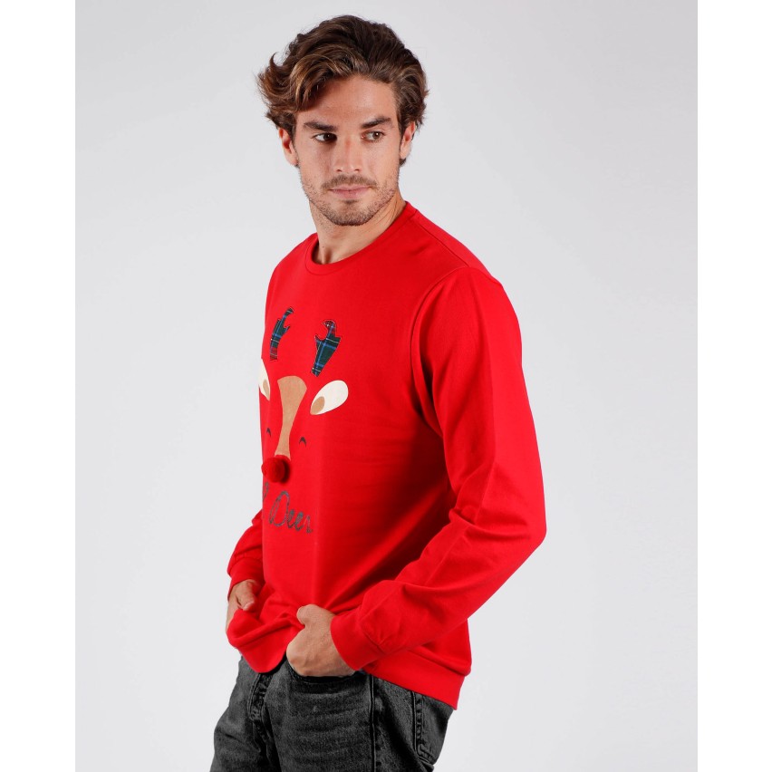 Felpa uomo natalizia Admas 56113 caldo cotone felpato rossa