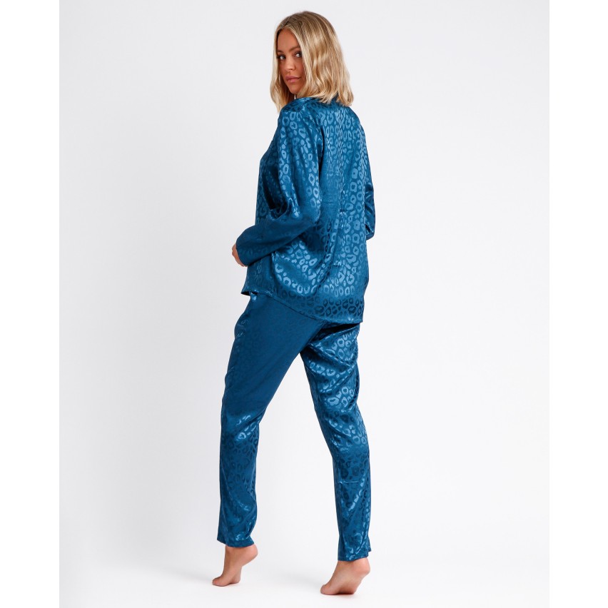 Pigiama donna chic elegante raso aperto Admas 56173 oceano