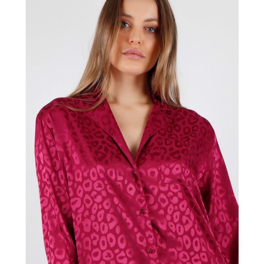 Pigiama donna chic elegante raso aperto Admas 56173 ciliegia