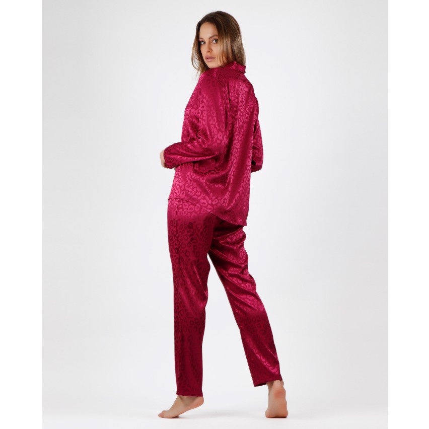 Pigiama donna chic elegante raso aperto Admas 56173 ciliegia